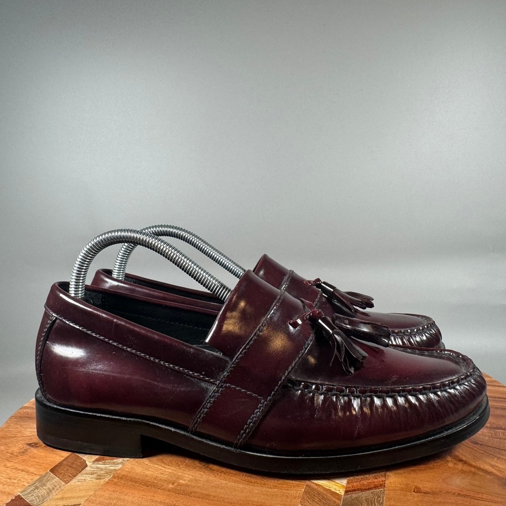 Cole Haan Mens C09889 Burgundy Leather Tassel Loafers Nike Air Size 8M